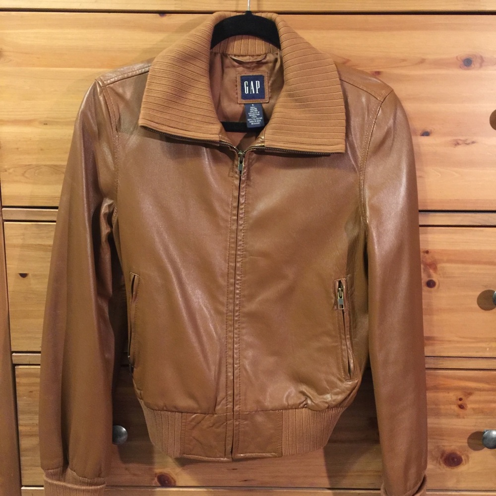 GAP Genuine Leather Baseball Style Jacket  Size S